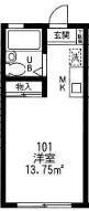ビラ久末(ワンルーム/1階)の間取り写真