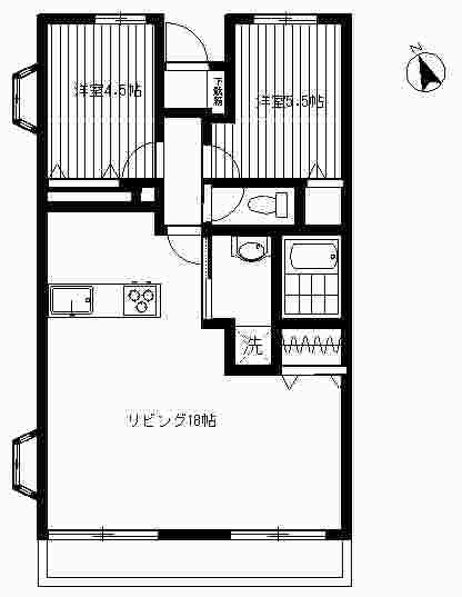 ポローニア指扇(2LDK/3階)の間取り写真
