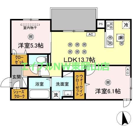 アネックスV(2LDK/1階)の間取り写真