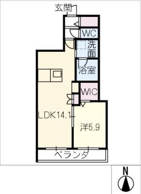 ALVIS桶狭間(1LDK/2階)の間取り写真