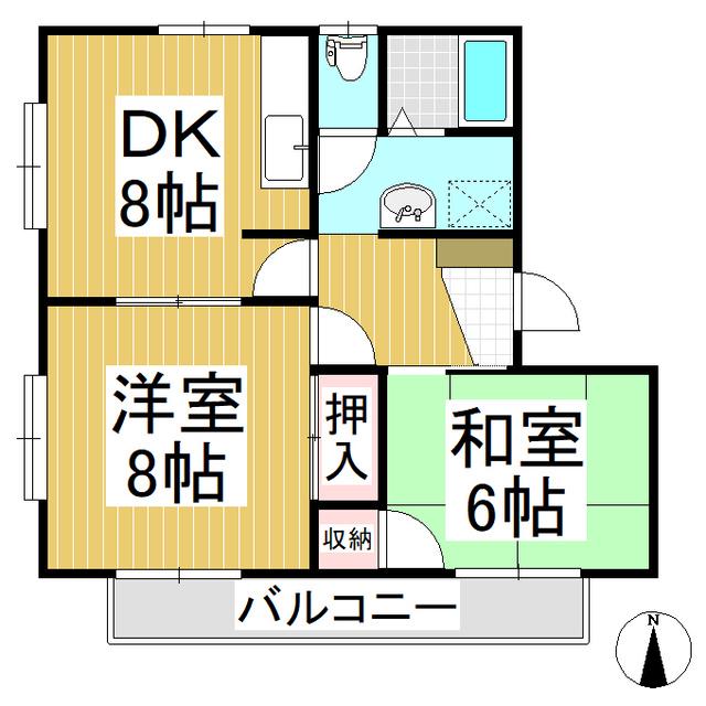 サンライズあさ川A(2DK/2階)の間取り写真