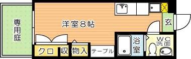 カリタスプラザ(ワンルーム/1階)の間取り写真