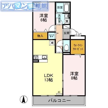 セブンワンテンE(2LDK/1階)の間取り写真