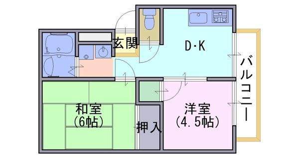 サンライフウィンディアB棟(2DK/2階)の間取り写真