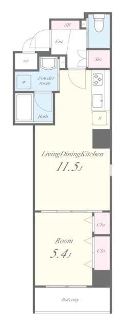 KS 本牧 STORY I(1LDK/7階)の間取り写真