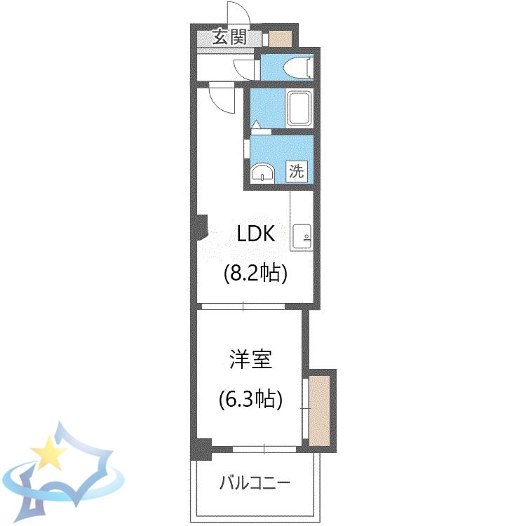 ノースマンション桑園(1LDK/3階)の間取り写真