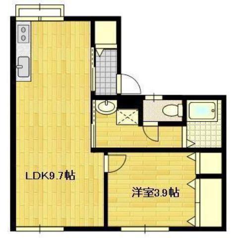 グリーンコーポ古川(1LDK/2階)の間取り写真