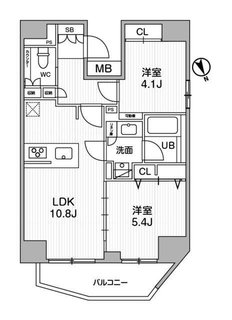 SYFORME江戸川橋(2LDK/7階)の間取り写真