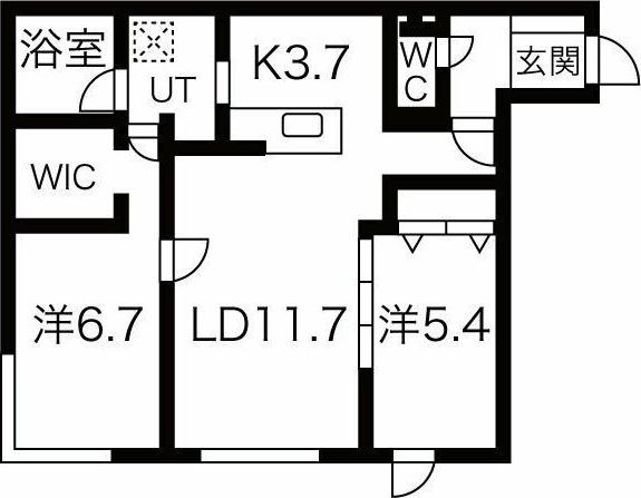 ラフィナート発寒中央(2LDK/4階)の間取り写真