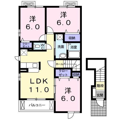 サンライズII(3LDK/2階)の間取り写真