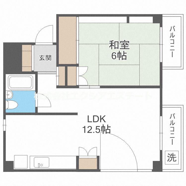 シルバーハイツ鷺洲(1LDK/5階)の間取り写真