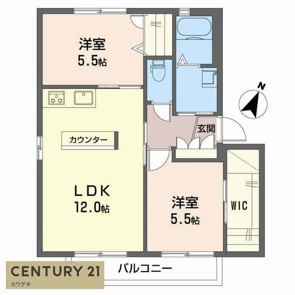 SHAMAISON FUJI(2LDK/2階)の間取り写真