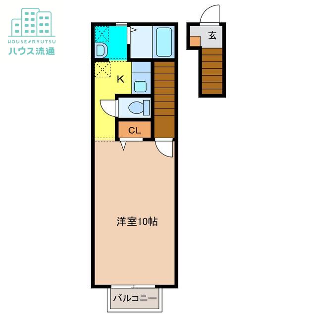 ルミエール鳥栖(1K/2階)の間取り写真