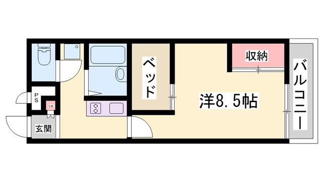 ＪＲ加古川線 西脇市駅 徒歩8分 2階建 築25年(1K/1階)の間取り写真