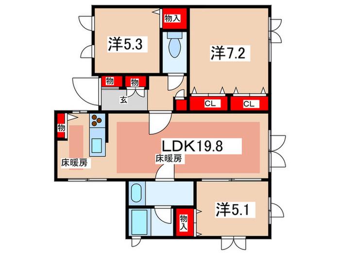 RINJUE -凛樹-(3LDK/1階)の間取り写真