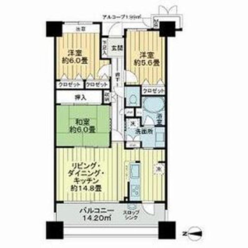 サーパス長町南(3LDK/6階)の間取り写真