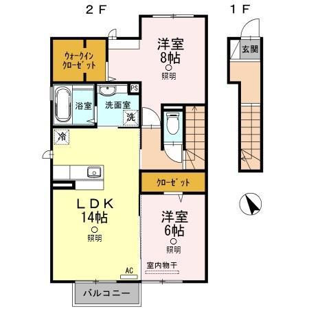 D-ROOM・SW(2LDK/2階)の間取り写真