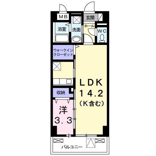 カーザ宮之前(1LDK/3階)の間取り写真