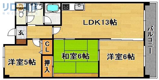 シャトレOHTA(3LDK/2階)の間取り写真