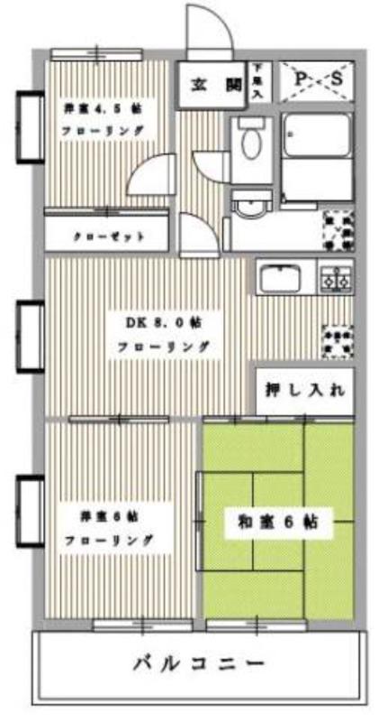 サンノーブル北戸田(3DK/3階)の間取り写真