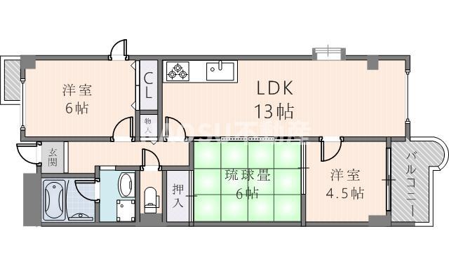 リストラフェイス(3LDK/3階)の間取り写真