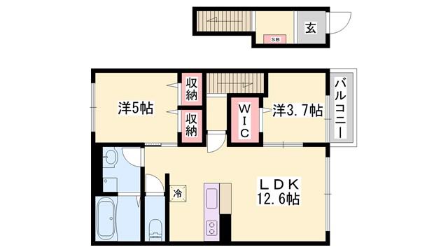 ハイムメゾン白鳥台(2LDK/2階)の間取り写真