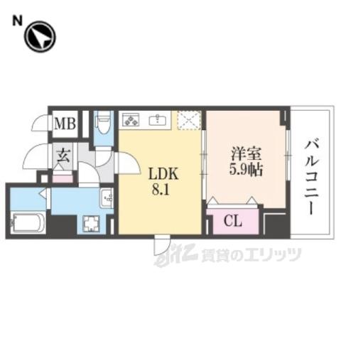 ココ クレメント 1(1LDK/6階)の間取り写真