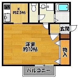 クレセントコートA棟(1K/1階)の間取り写真