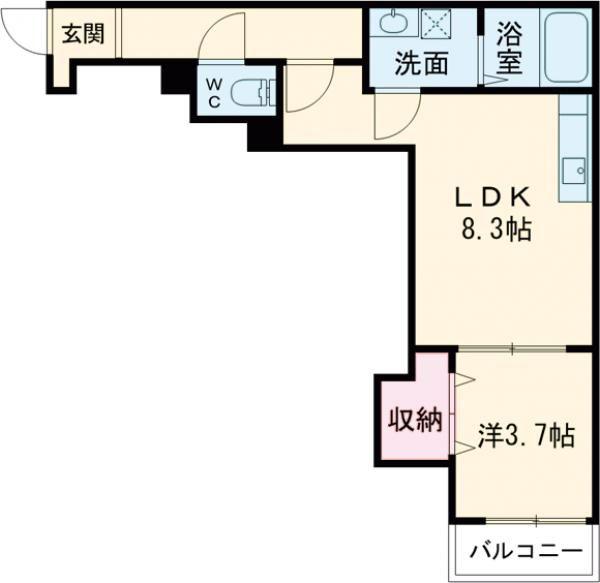 WISTERIA折尾(1LDK/3階)の間取り写真