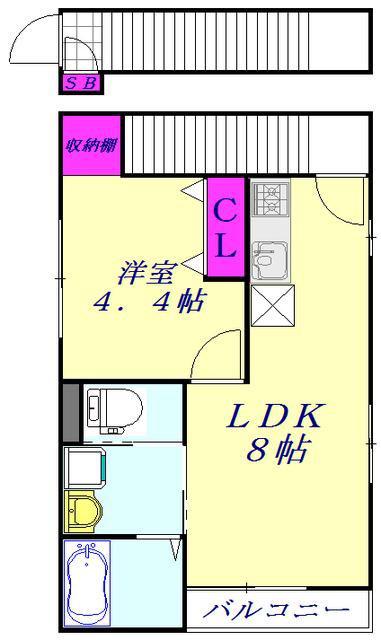 アムールブンゴ 916873(1LDK/2階)の間取り写真