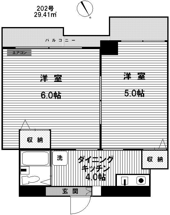 クレセントユニ高津(1K/2階)の間取り写真