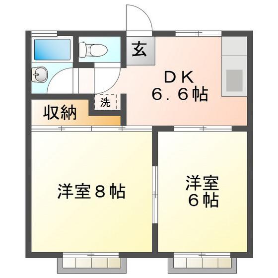 サンコーポコシバ(2DK/1階)の間取り写真