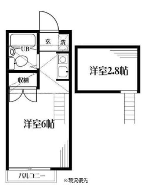 新豊田ハイツB号館(ワンルーム/2階)の間取り写真