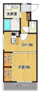 シャンベルジュKT(1DK/7階)の間取り写真
