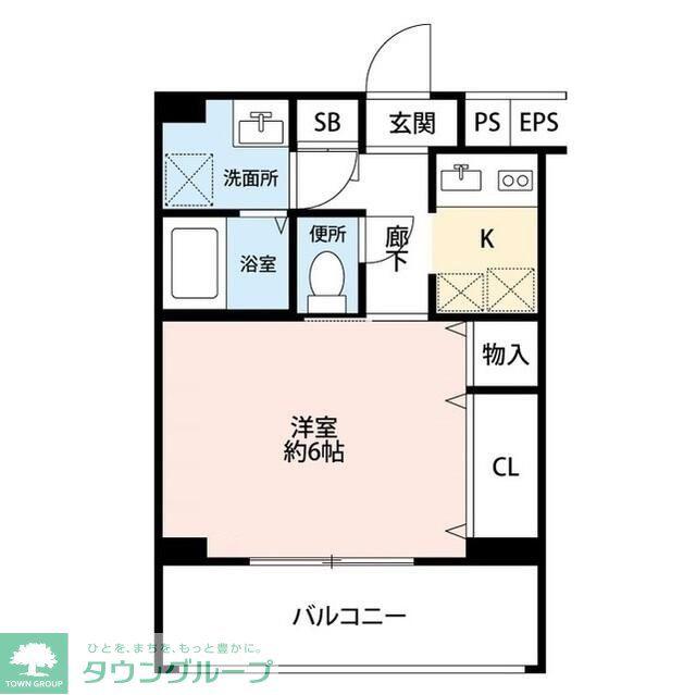 プレール川越(1K/5階)の間取り写真