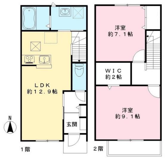 ユアメゾン ル フォレ壱番館(2LDK/1階)の間取り写真
