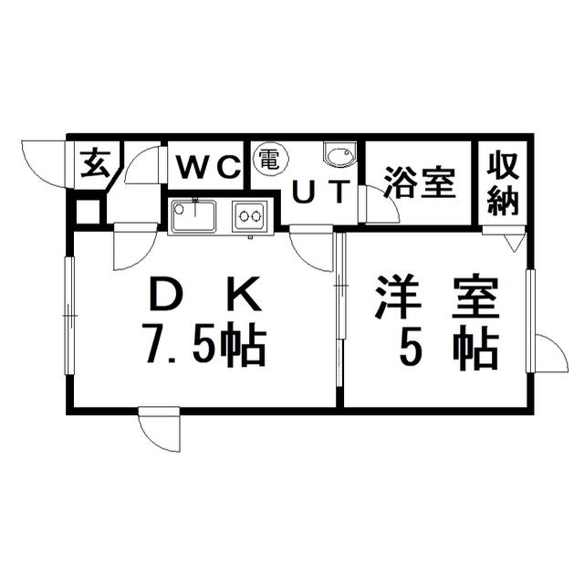 シャレーヌ(1DK/1階)の間取り写真