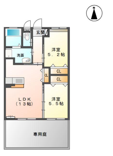SOPHIA GARDEN(2LDK/1階)の間取り写真