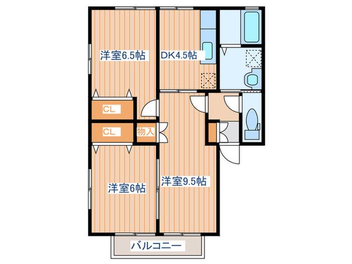 ハイムアイリスB(3DK/2階)の間取り写真