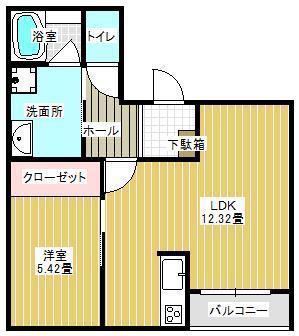 アルシェ松江北(1LDK/3階)の間取り写真