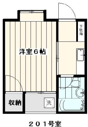 東京メトロ丸ノ内線 新宿三丁目駅 徒歩8分 2階建 築42年(1K/2階)の間取り写真