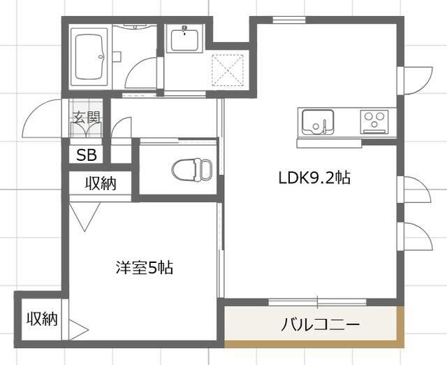 小田急線 祖師ケ谷大蔵駅 徒歩13分 2階建 築7年(1LDK/2階)の間取り写真