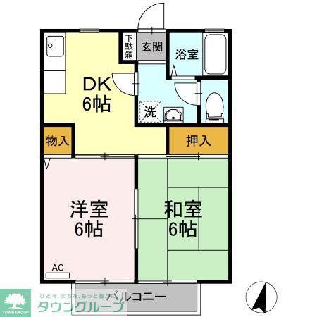 グレイス・パル II棟(2DK/2階)の間取り写真
