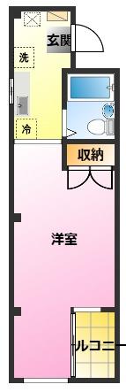 メゾンカタキリ(ワンルーム/2階)の間取り写真