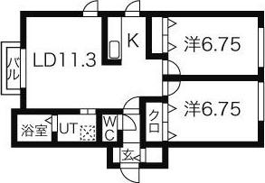 オランジュ元町(2LDK/1階)の間取り写真