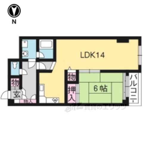 レトロマンションⅢ(1LDK/6階)の間取り写真