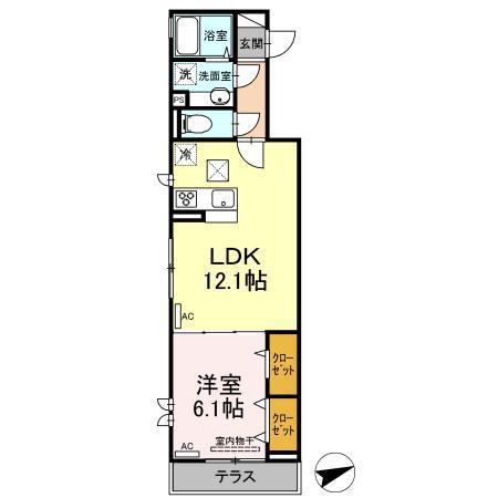 アンジュール徳丸A棟(1LDK/1階)の間取り写真
