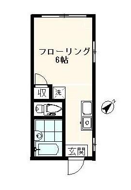 サウスヒルズK(ワンルーム/1階)の間取り写真