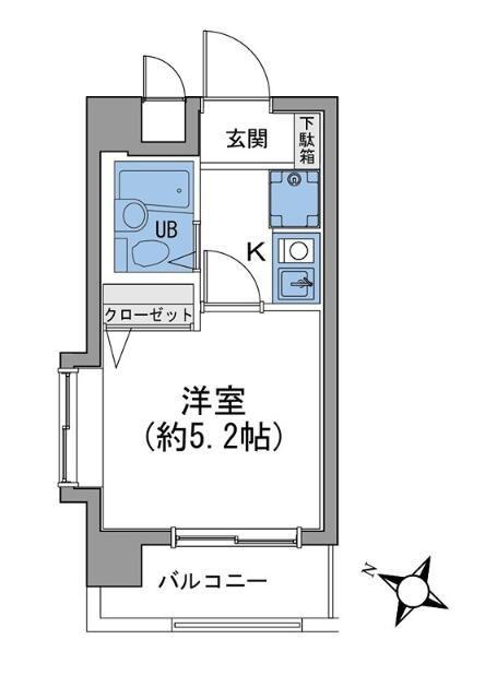 相模大野ダイカンプラザCITY(1K/4階)の間取り写真