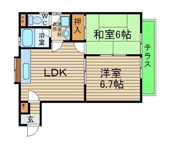 カステルヌオーボ(2LDK/1階)の間取り写真